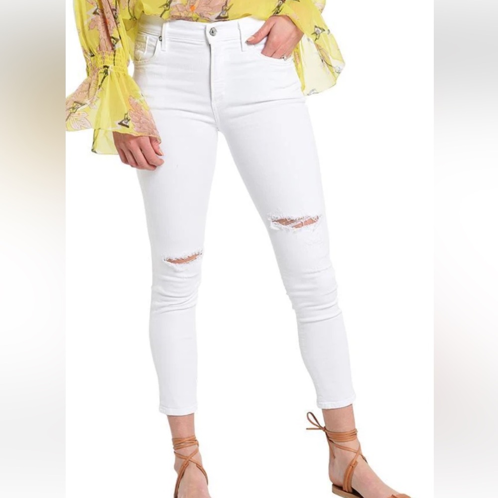 Agolde White Ripped High-Rise Skinny Jeans